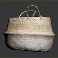 Natural Woven Storage Basket With Two Handles For Home Organization And Decor