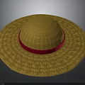 Elegant Yellow Woven Straw Hat With Red Ribbon And Wide Brim Design