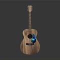 Natural Wooden Acoustic Guitar With Blue Decorative Pattern And Smooth Surface Finish