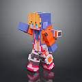 Pixel Style Character With Orange Blue Hair Waving In Colorful Outfit