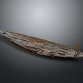Antique Wooden Boat Featuring Weathered Hull And Traditional Wooden Structure
