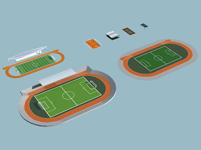 Soccer Field Design Models With Running Track And Surrounding Stands 3d model