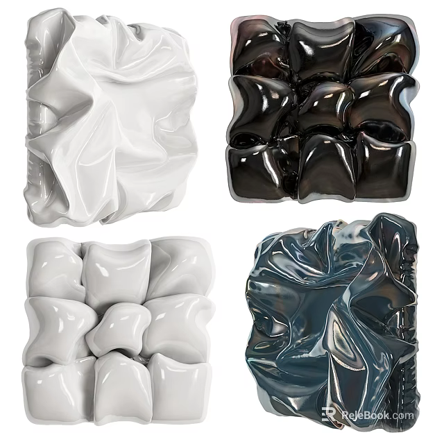 Modern Textured 3D Glossy Wall Decor Panels in White Black Gray Blue for Home Interior 3d model 