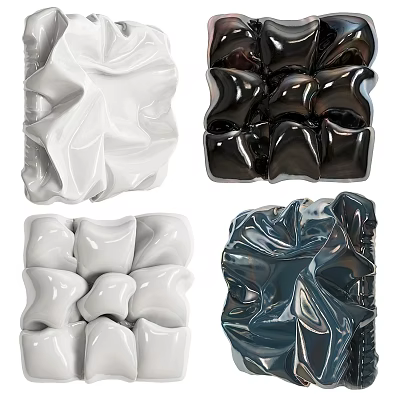 Modern Textured 3D Glossy Wall Decor Panels in White Black Gray Blue for Home Interior 3d model