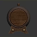 Traditional Wooden Barrel With Metal Hoops On Sturdy Wooden Stand