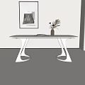 Cream Style Dining Table Modern Dining Table Simple Dining Table 3d model