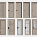 Various Wooden Flush Doors With Different Panel And Glass Designs For Interior Use 3d model