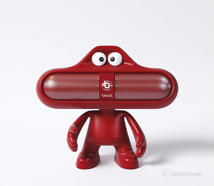 Cute Red Cartoon Shaped Portable Speaker With Humanoid Figure And Eyes Arms Legs 3d model 