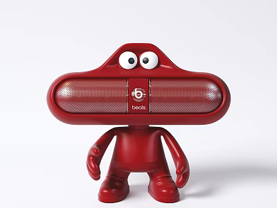 Cute Red Cartoon Shaped Portable Speaker With Humanoid Figure And Eyes Arms Legs 3d model