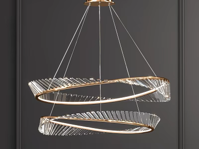 Elegant Modern Chandelier With Gold Frame And Transparent Spiral Structure 3d model