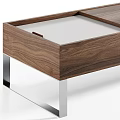 Walnut Coffee Table With Chromed Panel And Spacious 120x60cm Design 3d model