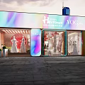 Elegant Modern Bridal Shop Interior With Wedding Dress Displays Marble Decor And Red Floral Decorations