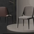 Modern Accent Chair Brown Leather Light Gray Fabric Upholstery Black Slim Legs Display Platform