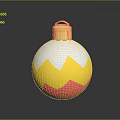 Decorative Christmas Ornament With White Yellow Pink Wavy Pattern And Gold Top Loop