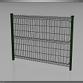 Green Metal Wire Mesh Fence With Vertical Grid Design And Support Posts 3d model