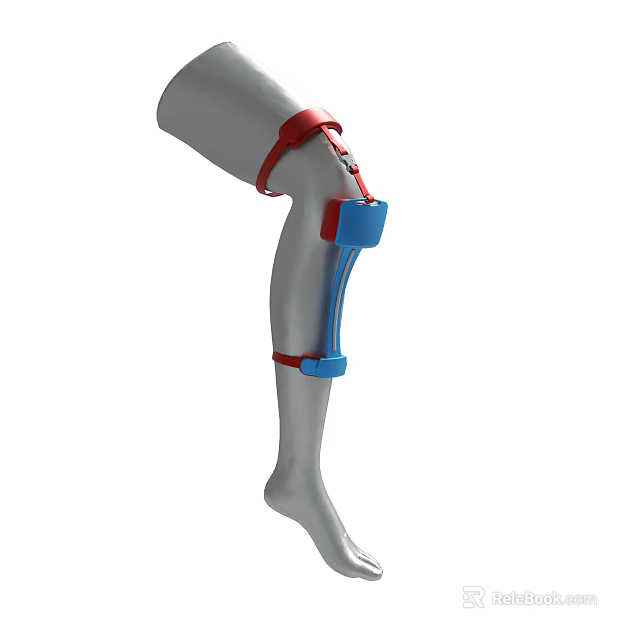 Adjustable Leg Brace With Red And Blue Straps For Orthopedic Support 3d model 