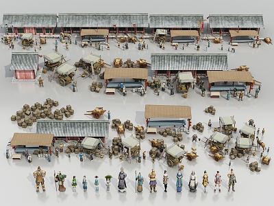 Ancient Characters Game Characters Booth Ancient Construction Cargo Cart Commercial Landscape 3d model