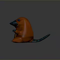 Cartoon Style Game Character Sitting With Orange Body Blue Beak Paws And Tail