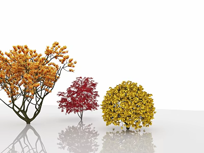 autumn shrub plants yellow pink maple trees 3d model autumn shrub plants yellow pink maple trees 3d model