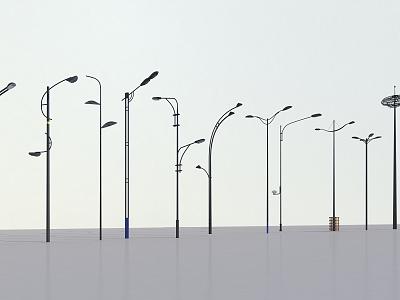 Modern Street Lamp High Pole Lamp Square Lamp Post Shape Street Lamp model