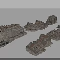 Ruined Architectural Building Components In Collapsed Structure Debris And Remains