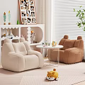 Modern Cozy Living Room Interior With Unique Shaped Ear Design Beige And Brown Sofas