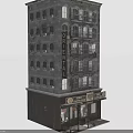 Classic Oriental Multi Story Building With Multiple Windows Balconies And Ground Floor Storefronts