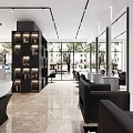 Modern Hair Salon Interior Design With Mirrors Styling Chairs And Storage Shelves