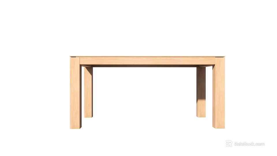 Minimalist Light Wood Dining Table With Simple Design And Clean Straight Lines 3d model