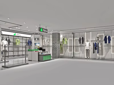 Modern Minimalist Mens Clothing Store Interior With Neat Display Racks And Lifelike Mannequins 3d model
