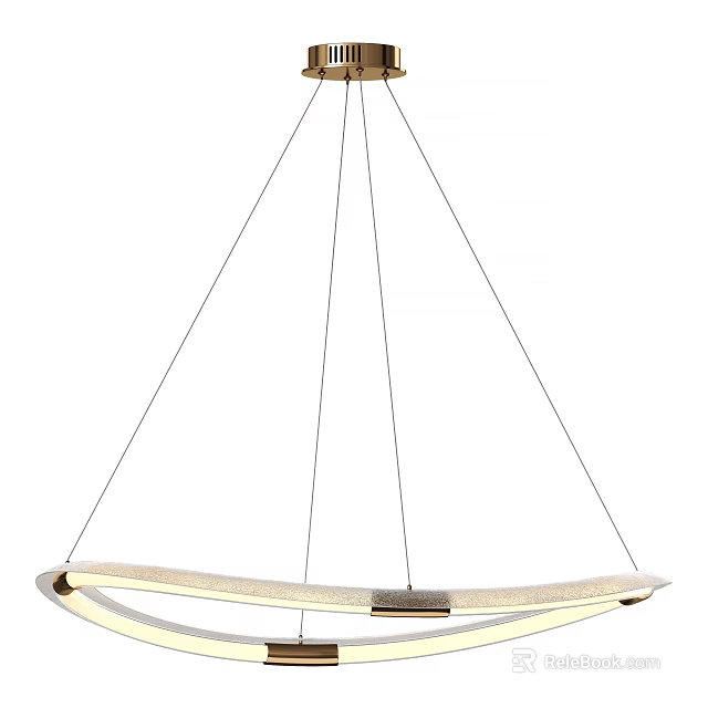 Modern Circular Chandelier With Illuminated Light Strip And Metal Hanging Frame 3d model 