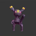 Black Character Creature Figure With Yellow Blue Tip Ears Colorful Eyes And Mechanical Armor Design