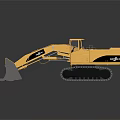 Yellow Construction Utility Vehicle with Heavy Duty Tracks and Large Excavator Bucket