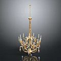 Elegant Golden Chandelier With Multiple Arms And Sparkling Crystal Decorations For Luxury Home