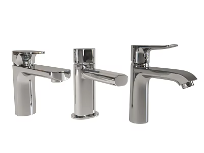 Three Different Styles of Modern Chrome Single Handle Water Faucets with Sleek Design 3d model