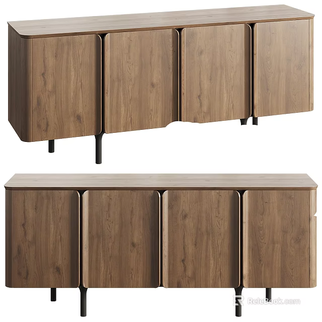 Modern Wooden Dresser With Minimalist Design And Spacious Storage Drawers For Bedroom 3d model 