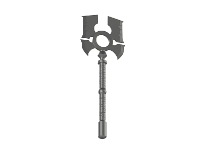 Medieval War Hammer With Long Metal Handle And Circular Head Design 3d model
