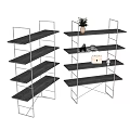 Elegant Modern Bookshelf Design With Glass Shelves Metal Frame and Decorative Ornaments