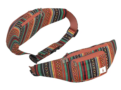 Colorful Striped Fanny Pack With Multiple Zippered Pockets And Adjustable Waist Strap 3d model