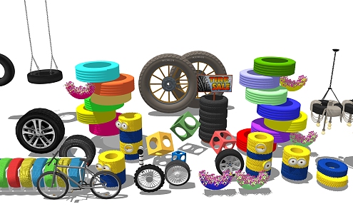 Industrial LOFT Tire Combination Landscape 3d model