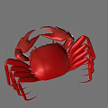 Aquatic Animal Red Crab Detailed 3D Rendering Isolated On Gray Background