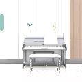 Elegant Black Piano With Music Sheet Vase And Decorative Statue In Modern Interior