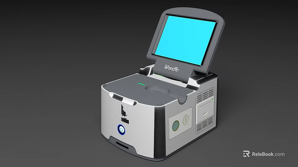 Medical Laboratory Analysis Device With Open Blue Screen And Control Panel 3d model 