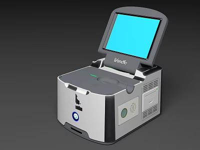 Medical Laboratory Analysis Device With Open Blue Screen And Control Panel 3d model