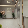 Elegant Beauty Hair Salon Interior With Marble Tables Red Chairs Green Plants And Product Shelves