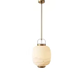 Minimalist Japanese Style Pendant Light With Cream Paper Shade And Metal Frame