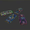 Artistically Designed Custom Cars Featuring Colorful Patterns And Metallic Details