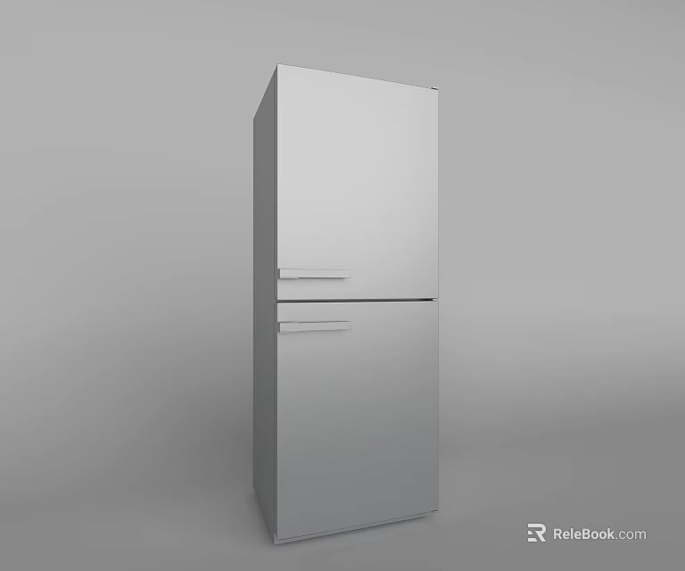 Sleek Silver Upright Double Door Refrigerator Freezer Modern Design for Home 3d model 