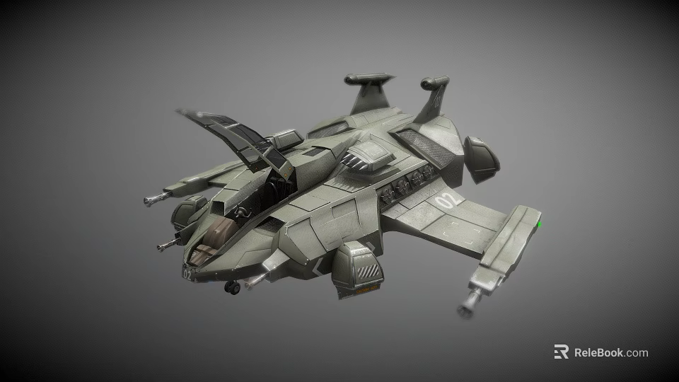 Futuristic Science Fiction Spaceship Model With Multi Wing And Weapon Systems 3d model 