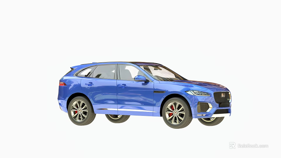 Blue Jaguar SUV Sleek Modern Exterior Design With Alloy Wheels And Headlights 3d model 